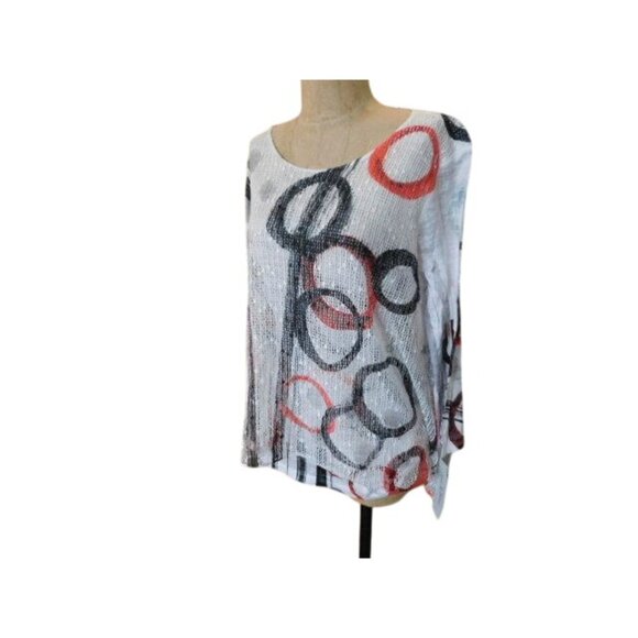 Jess & Jane Size 3X Plus Size Circle Artsy 3/4 Sleeve Top NWT - Picture 2 of 2